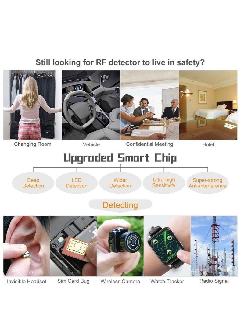Hidden Devices Detector Hidden Camera Detectors GPS Detector Bug Detector Anti Spy RF Detector Listening Device Scanner Camera Finder with High Sensitivity for Hotel