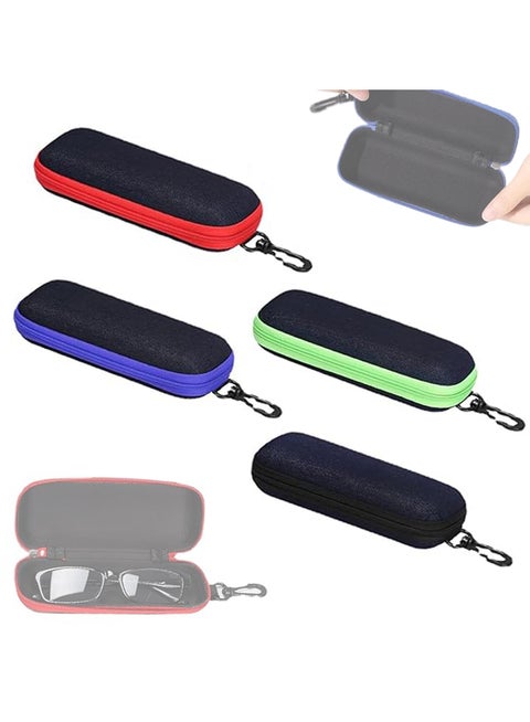 4 قطع من حافظات النظارات المحمولة من قماش الدنيم، حافظات النظارات الشمسية المحمولة للاستخدام في الهواء الطلق أو الرياضة أو السفر أو التخييم (أسود، أزرق، أخضر، أحمر)