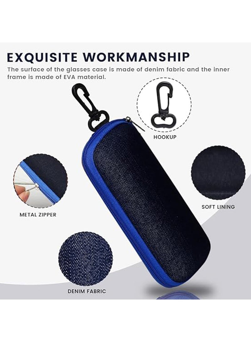 4 قطع من حافظات النظارات المحمولة من قماش الدنيم، حافظات النظارات الشمسية المحمولة للاستخدام في الهواء الطلق أو الرياضة أو السفر أو التخييم (أسود، أزرق، أخضر، أحمر)