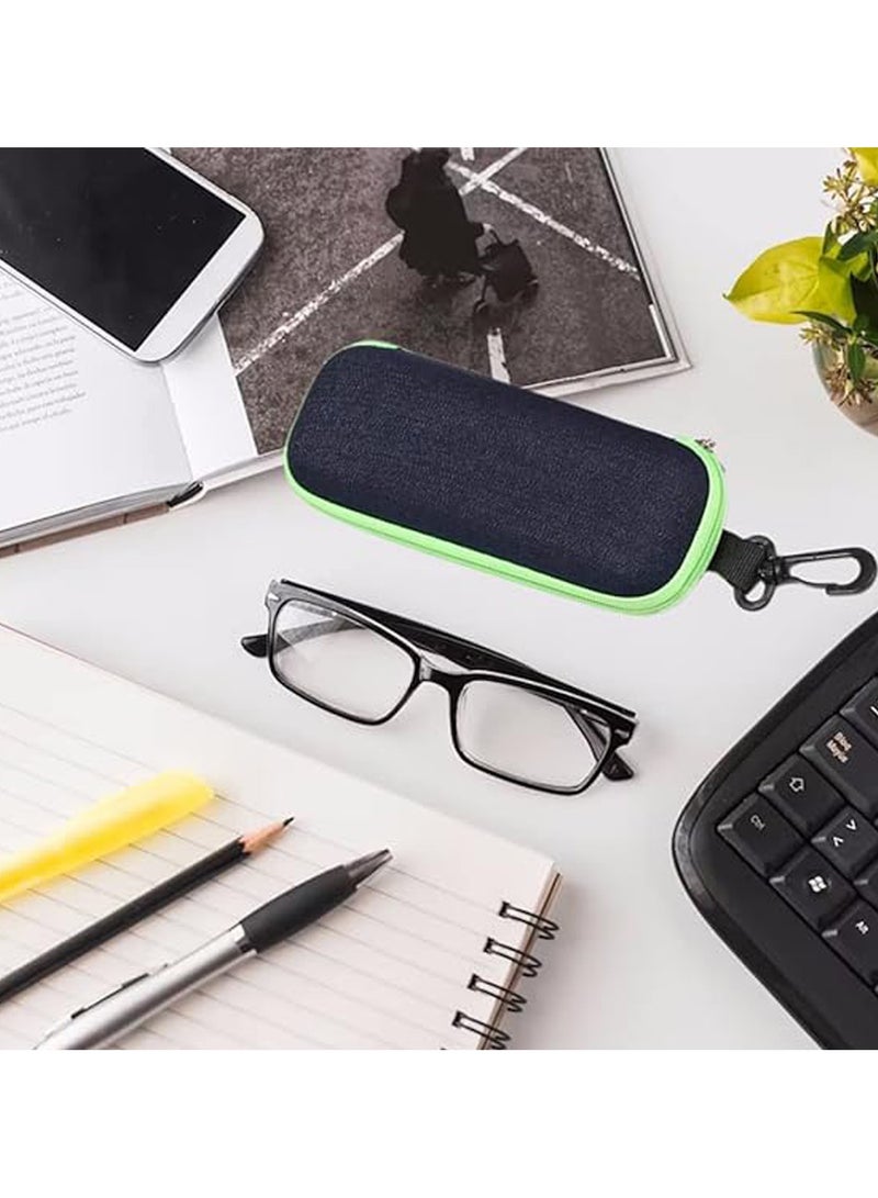 4 قطع من حافظات النظارات المحمولة من قماش الدنيم، حافظات النظارات الشمسية المحمولة للاستخدام في الهواء الطلق أو الرياضة أو السفر أو التخييم (أسود، أزرق، أخضر، أحمر)