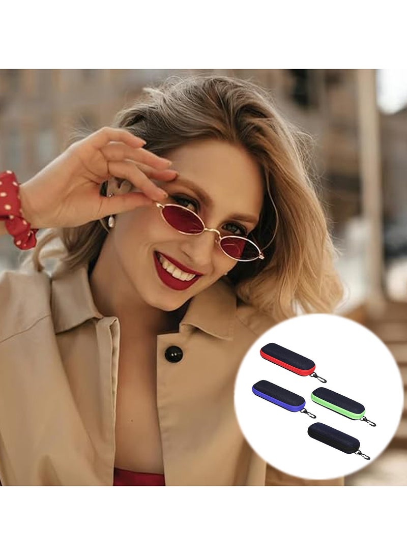 4 قطع من حافظات النظارات المحمولة من قماش الدنيم، حافظات النظارات الشمسية المحمولة للاستخدام في الهواء الطلق أو الرياضة أو السفر أو التخييم (أسود، أزرق، أخضر، أحمر)