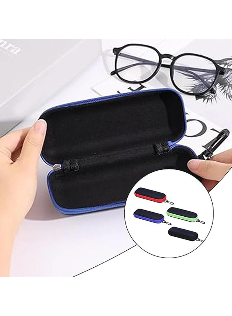 4 قطع من حافظات النظارات المحمولة من قماش الدنيم، حافظات النظارات الشمسية المحمولة للاستخدام في الهواء الطلق أو الرياضة أو السفر أو التخييم (أسود، أزرق، أخضر، أحمر)