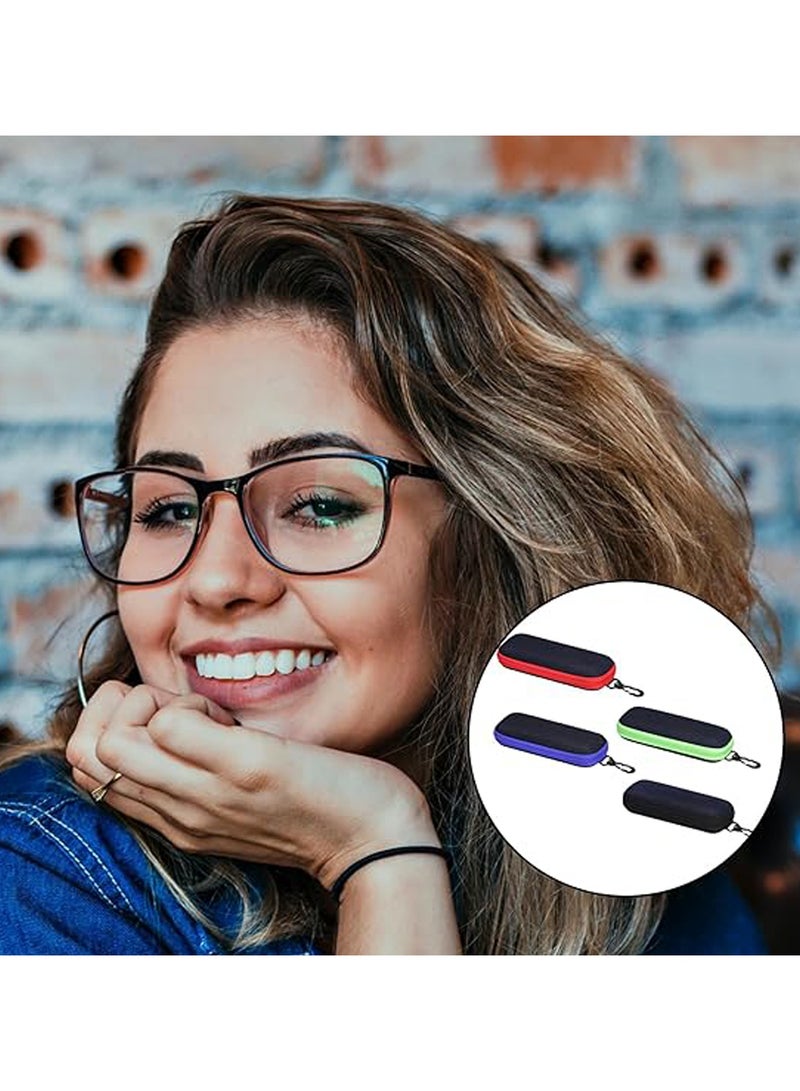 4 قطع من حافظات النظارات المحمولة من قماش الدنيم، حافظات النظارات الشمسية المحمولة للاستخدام في الهواء الطلق أو الرياضة أو السفر أو التخييم (أسود، أزرق، أخضر، أحمر)