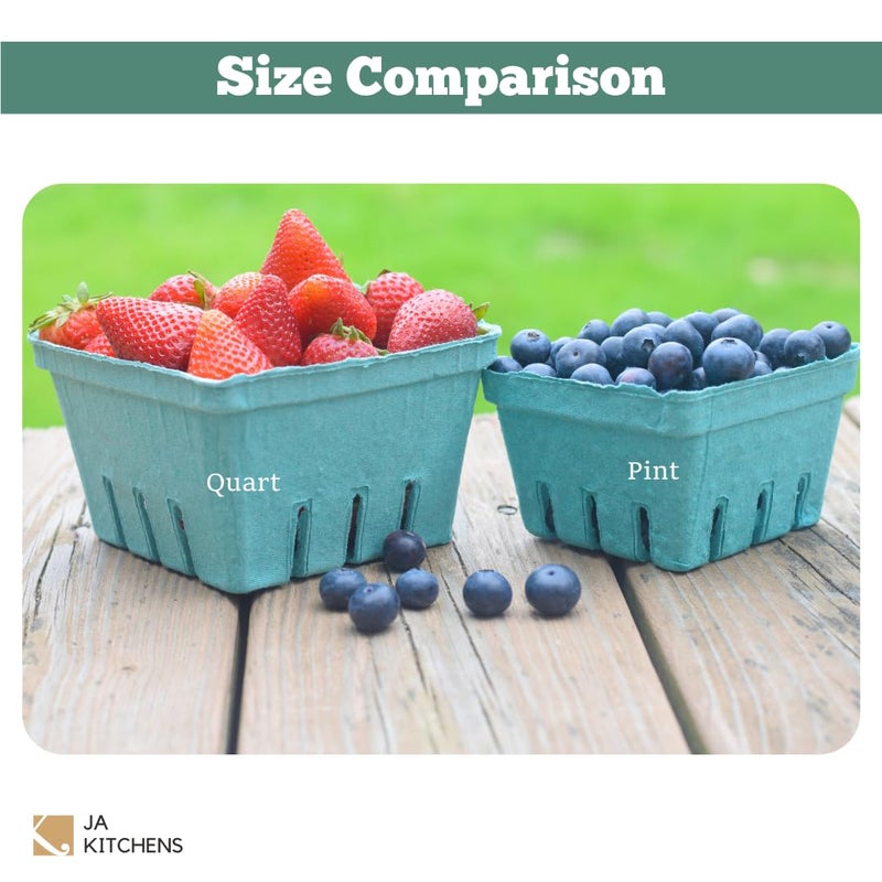 JA Kitchens 42 Pack QUART Green Molded Pulp Fiber Berry/Produce Vented Baskets for Fruit and Vegetable - Image 5