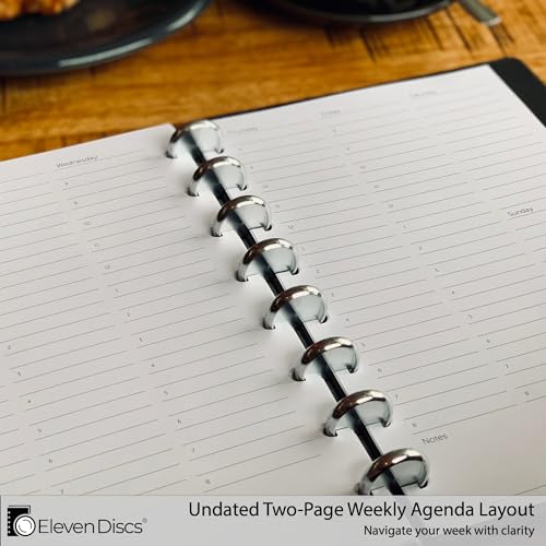 Eleven Discs Discbound Paper, Junior Size Undated Weekly Agenda Sheets - Premium 120gsm Heavyweight Notebook & Planner Refills - 8 Discs, 5.5 x 8.5 in - Punched for Circa, Arc, TUL (52 Sheets) - Image 3
