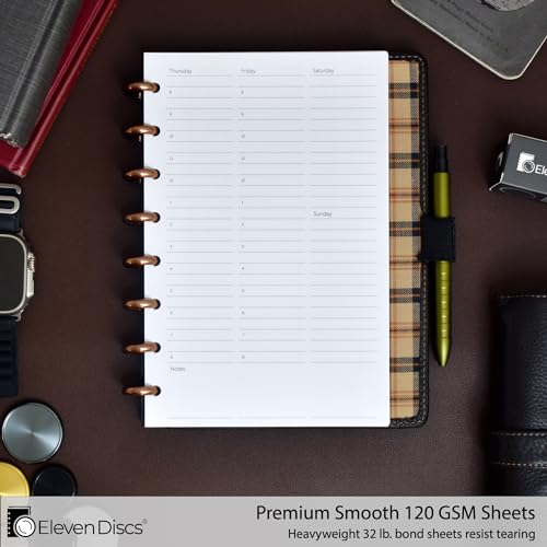 Eleven Discs Discbound Paper, Junior Size Undated Weekly Agenda Sheets - Premium 120gsm Heavyweight Notebook & Planner Refills - 8 Discs, 5.5 x 8.5 in - Punched for Circa, Arc, TUL (52 Sheets) - Image 2