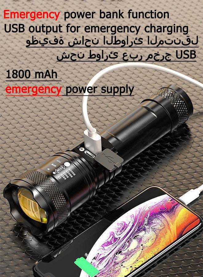 1 PCS Powerful Led Small Flashlights, Tactical Flash Light, Built-in 1800mah Battery Long Range Spotlights, Torch Emergency Light With COB Light - Image 3