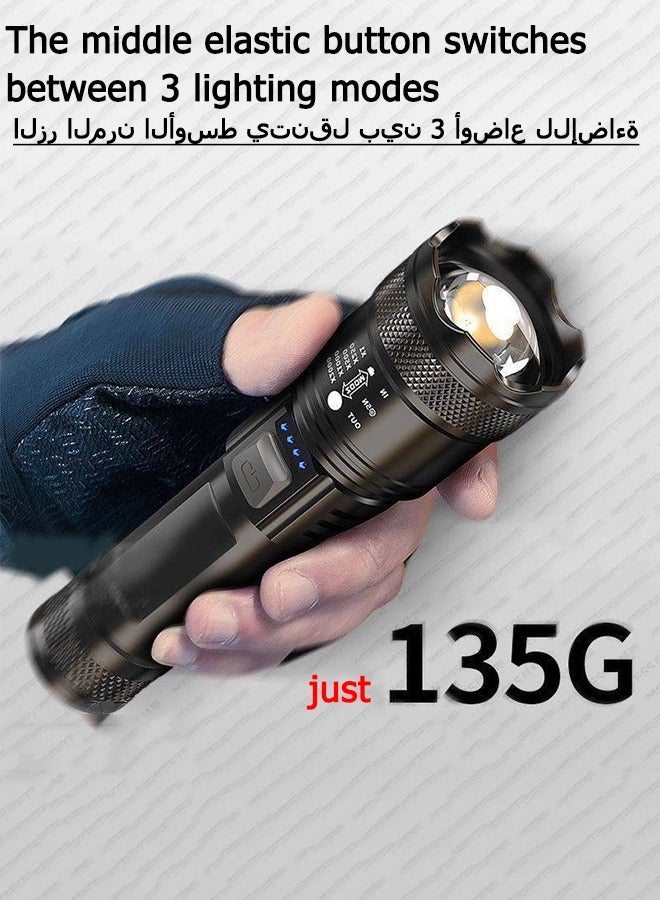 1 PCS Powerful Led Small Flashlights, Tactical Flash Light, Built-in 1800mah Battery Long Range Spotlights, Torch Emergency Light With COB Light - Image 5