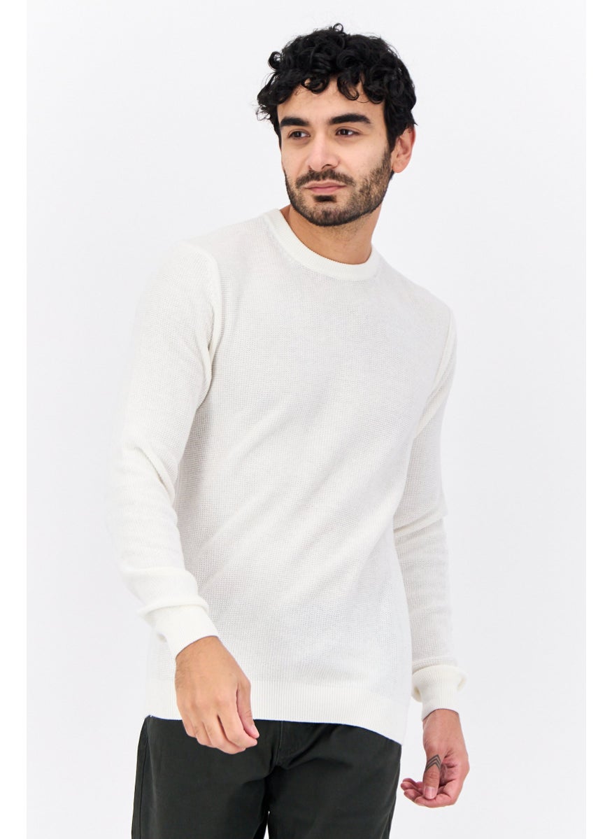 Men Crew Neck Knitted Long Sleeves Sweater, Off White - pzsku/ZF192DDD7750E84DCC257Z/45/_/1740060307/a85887a9-d31b-4a14-9e64-d002574cd11f