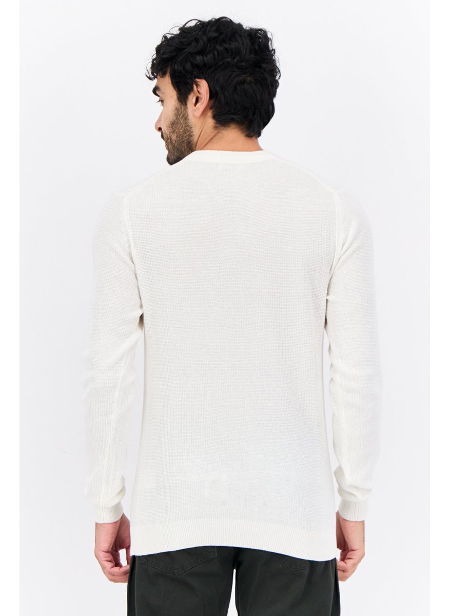 Men Crew Neck Knitted Long Sleeves Sweater, Off White - pzsku/ZF192DDD7750E84DCC257Z/45/_/1740060310/7597444a-39cc-4db1-b52a-124b70661c8c