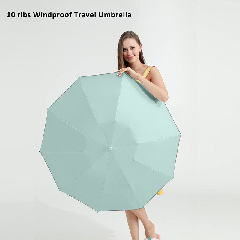 Automatic Umbrella 105cm Auto-Reversing Folding - Safety Reflective Strip Led Torch Umbrella for Home Travel Night Commute Men Women - Image 2