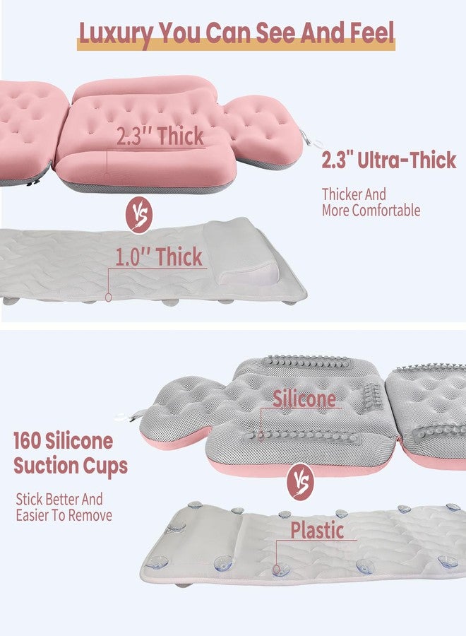 VEILS Luxury Bath Cushion, Full Body Bathtub Pillow with 160 Suction Cups, Bath Mat for Head and Neck Support, with Laundry Bag (​Light Pink, 51" x 16" - Image 4