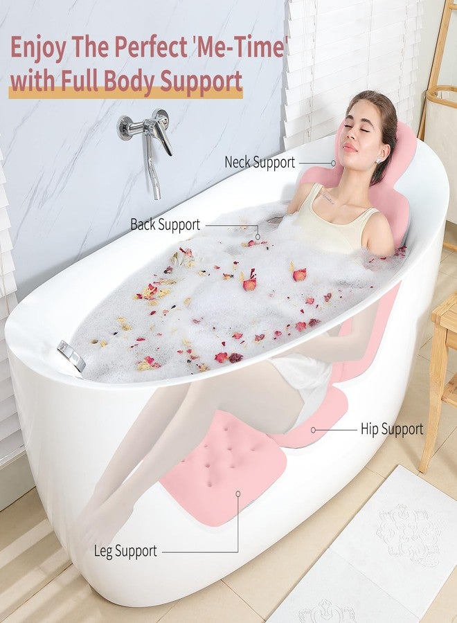 VEILS Luxury Bath Cushion, Full Body Bathtub Pillow with 160 Suction Cups, Bath Mat for Head and Neck Support, with Laundry Bag (​Light Pink, 51" x 16" - Image 3