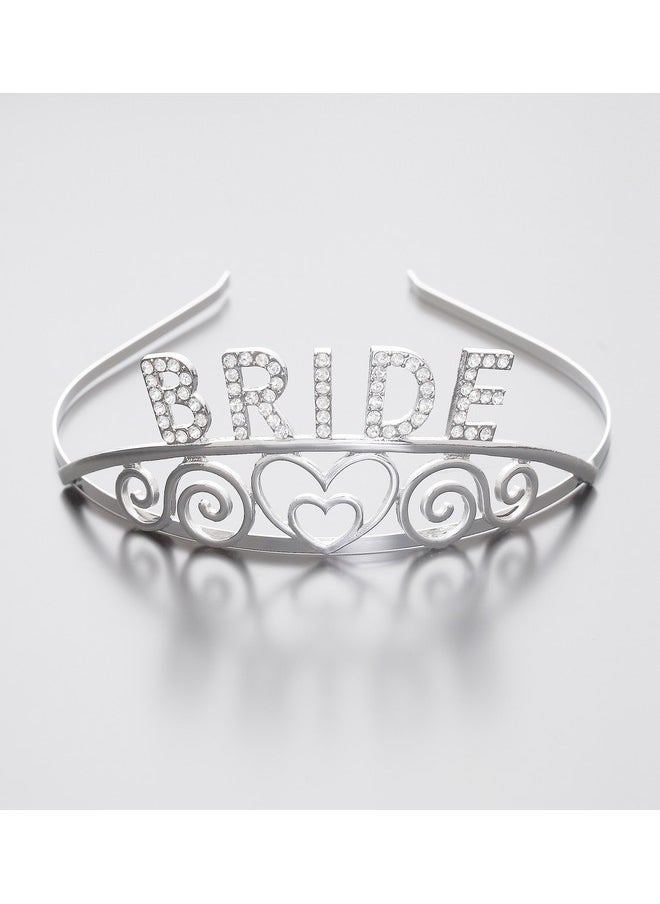 DAXI - Bridal Tiaras Bridal Shower Crowns Wedding Headbands With Rhinestone (Silver) - Image 1