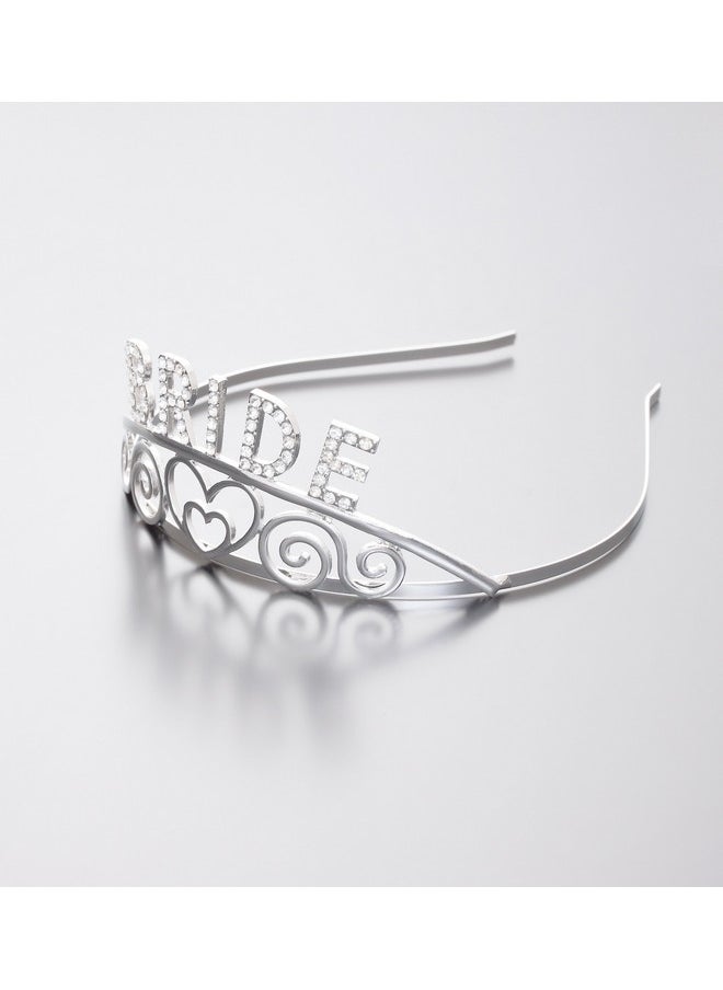 DAXI - Bridal Tiaras Bridal Shower Crowns Wedding Headbands With Rhinestone (Silver) - Image 1