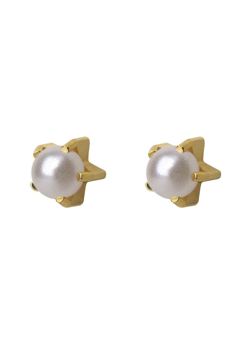 MediSystem Sterilized Earring 24K Gold Plated Tiffany 4mm Pearl Stone dozen (12 pieces)  - Image 1