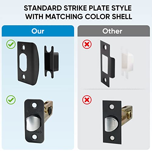 TICONN Matte Black Door Handle Heavy Duty, Reversible Square Door Lever for Bedroom, Bathroom, Rooms (Passage, 5 Pack) - Image 3