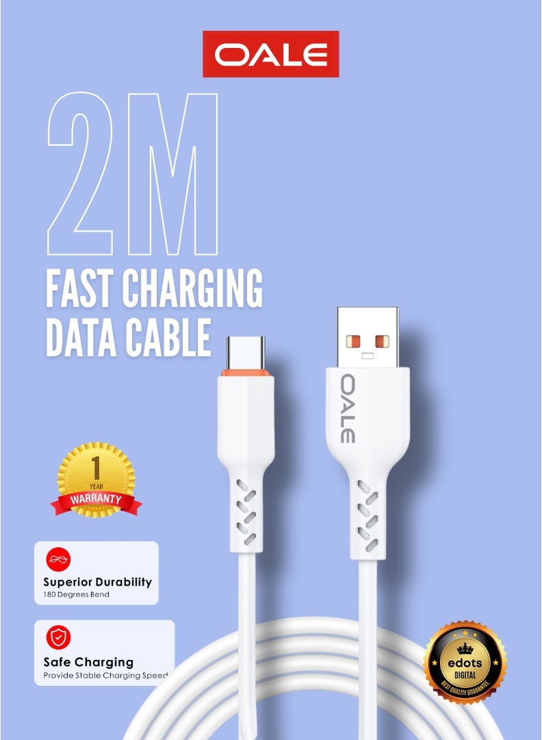 OALE iCable 4+ | 2M Type-C to USB-A Charging Cable | 2A Output | Enhanced Durability | 12+1 Month Warranty  - Image 1