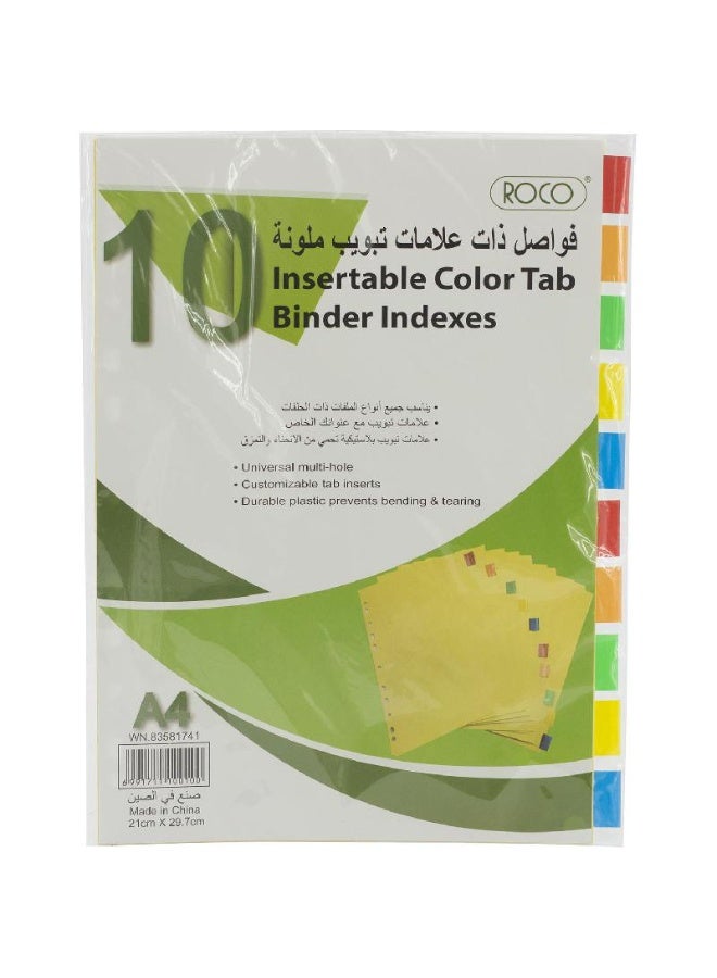 Index Divider A4 1/10 Tab Cut Blank Tab Type Assorted Tab Color Paper/Plastic