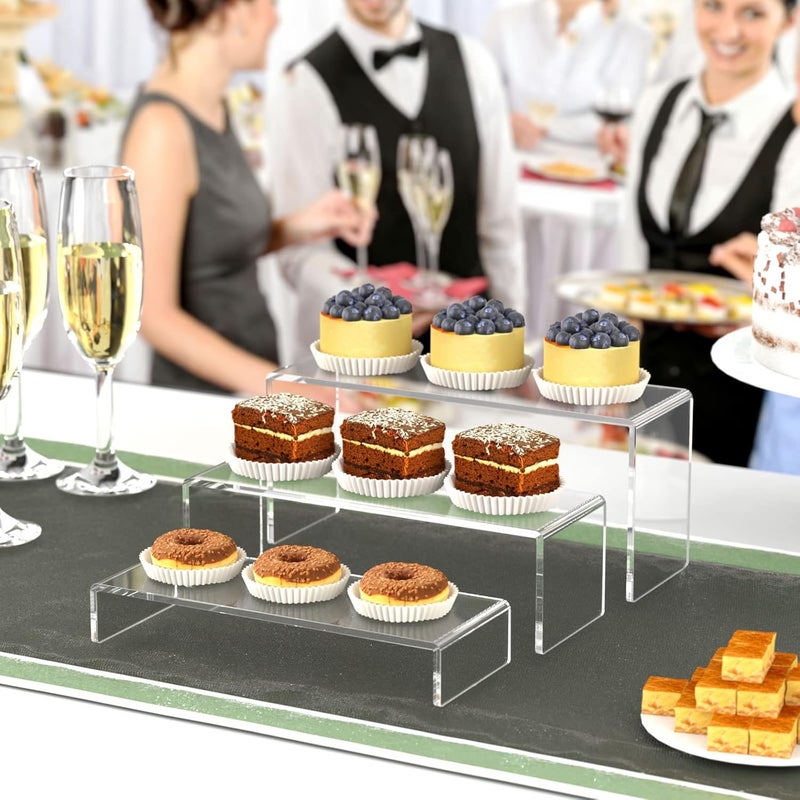 TPGP HIIMIEI Acrylic Display Riser Set - 3 Step 9" Clear Rectangular Risers for Cupcake Stand, Gemstone, Collectibles - Image 2