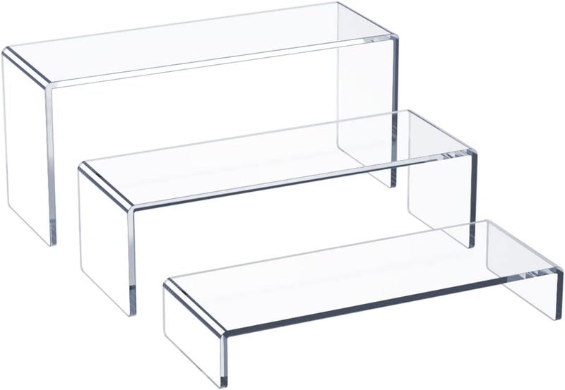 TPGP HIIMIEI Acrylic Display Riser Set - 3 Step 9" Clear Rectangular Risers for Cupcake Stand, Gemstone, Collectibles - Image 1