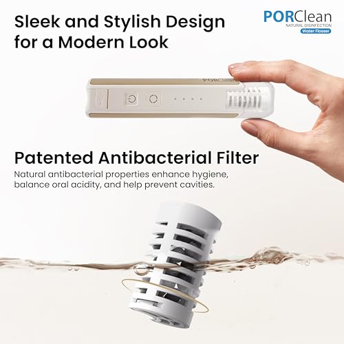 PORClean Water Flosser for Teeth THIN601 Dental Water Flosser, Oral Irrigator with 2 Tips, 160 PSI, 4 Modes, Dual Tanks, IPX7 Waterproof, Zero Residual Technology Flosser - 1 Year Warranty - Image 2