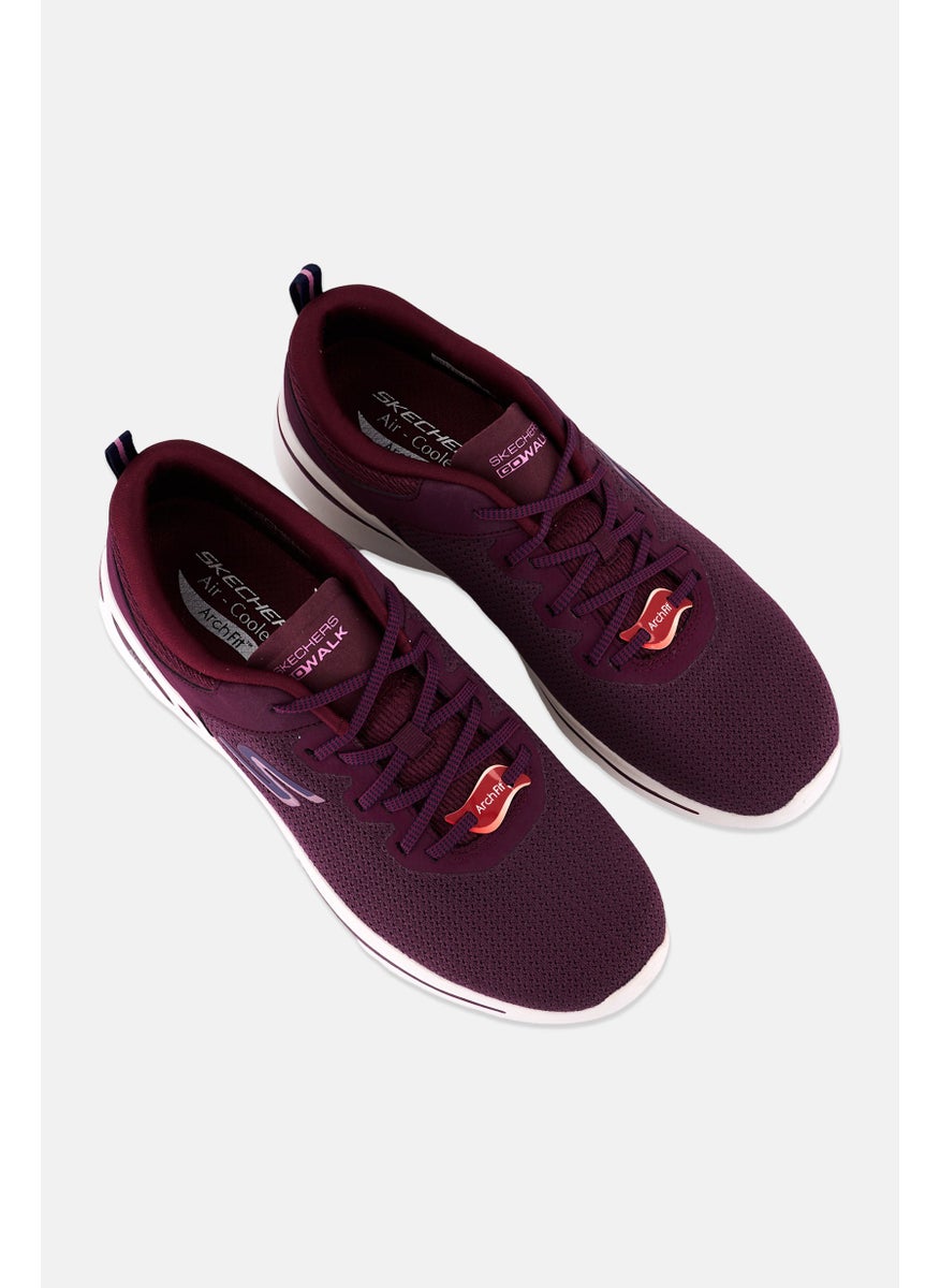SKECHERS - Women Go Walk Lace Up Outdoor Shoes, Burgundy - Image 1