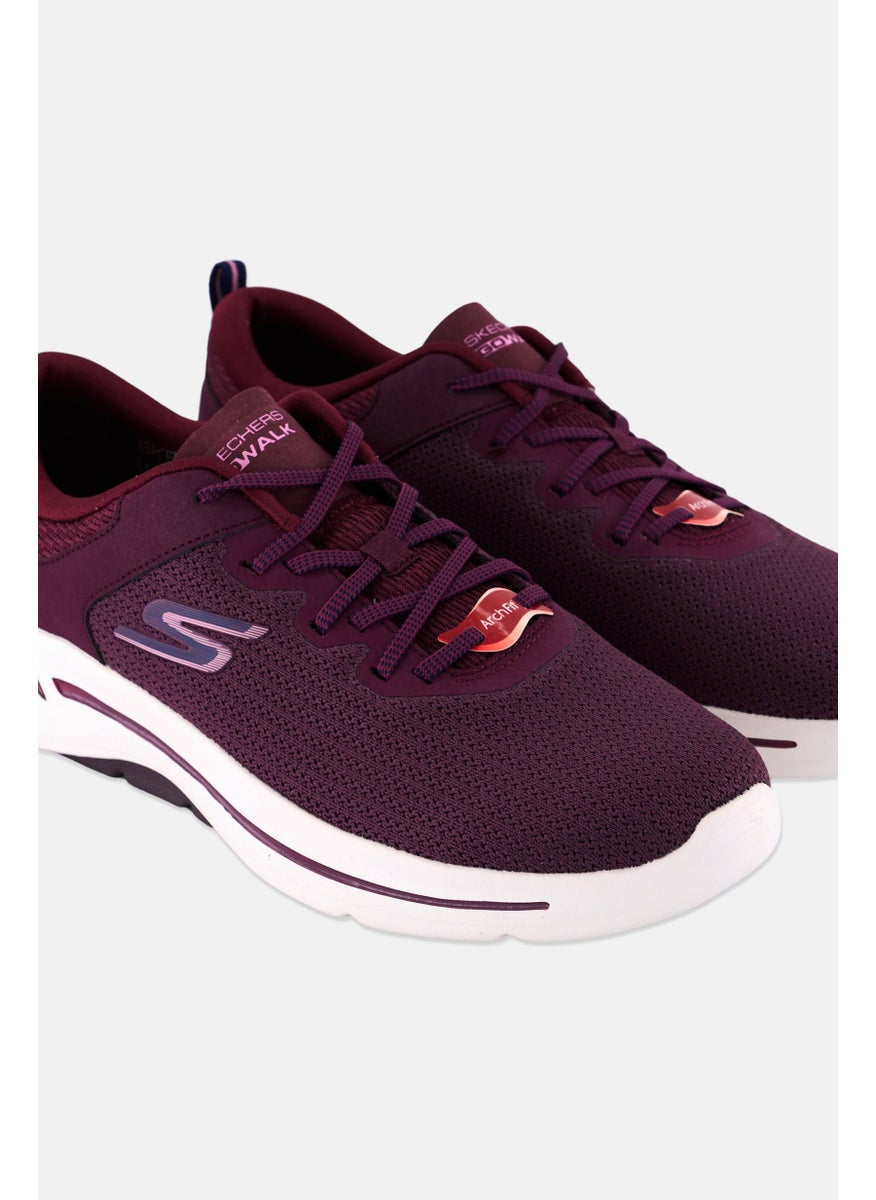SKECHERS - Women Go Walk Lace Up Outdoor Shoes, Burgundy - Image 1