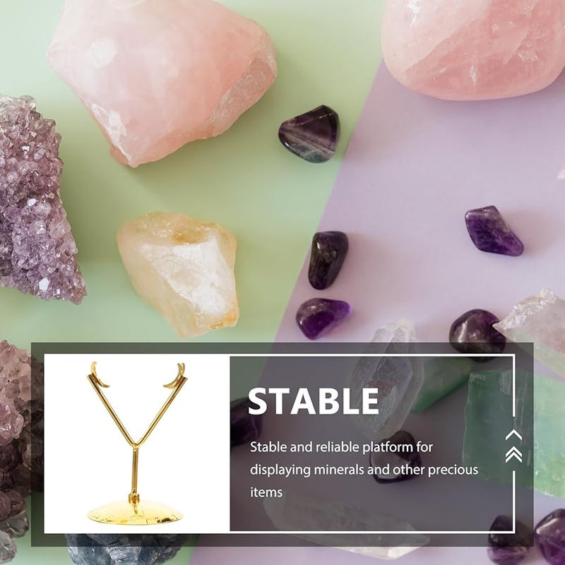 حامل عرض كريستال من الذهب المعدني للمجوهرات والمعادن لتزيين سطح المكتب - Image 5