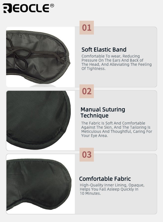 ريوكل 15 قطعة قناع العين القابل للتصرف معصوب العينين للنوم مع وسادة الأنف وحزام قابل للتعديل غطاء عين ناعم ومريح وخفيف الوزن قابل للتنفس للألعاب للحفلات السفر قيلولة النوم مناسبة للنساء والرجال والأطفال للاستخدام اليومي للاسترخاء لوقت الراحة - Image 3
