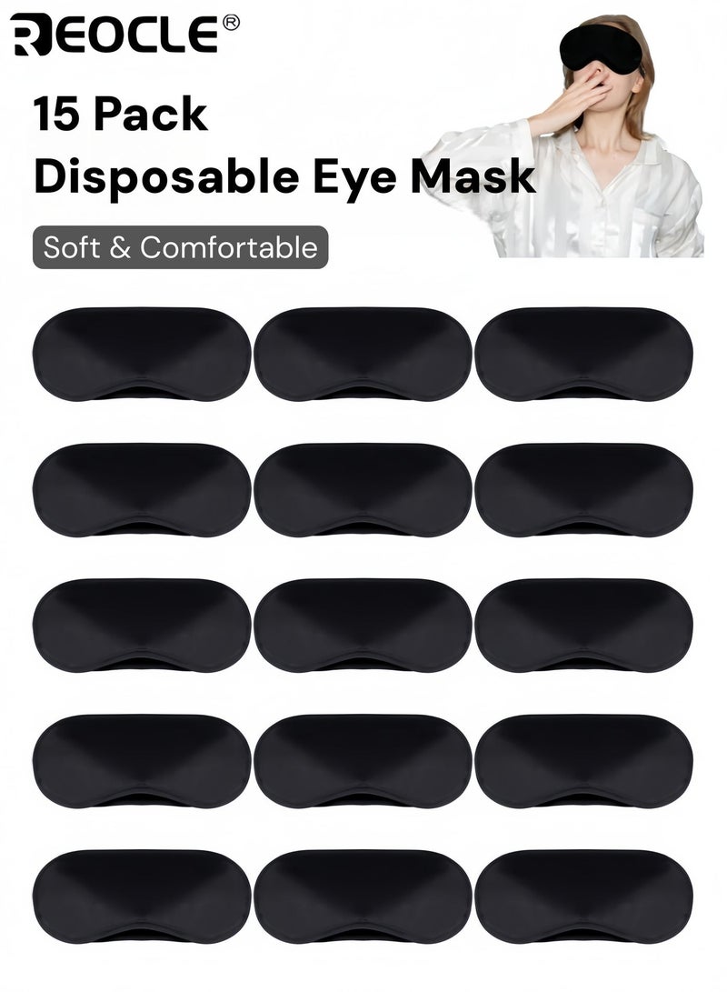 REOCLE 15PCS Disposable Eye Mask Sleep Blindfolds with Nose Pad & Adjustable Strap Soft Comfortable Lightweight Breathable Eye Cover for Games Party Travel Sleep Nap Suitable for Women Men Kids for Daily Use for Relaxation for Rest Time - Image 3
