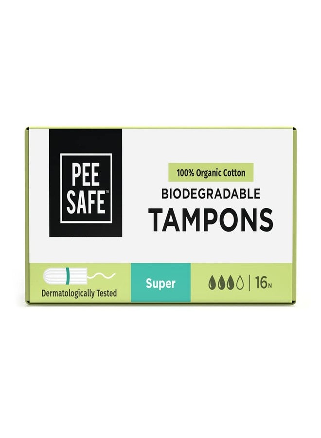 PEESAFE Pee Safe 100% Organic Cotton Tampons (Pack Of 16, Super) | For Heavy Flow | Comfortable & Stain-Free Experience | Fda Approved - Image 1