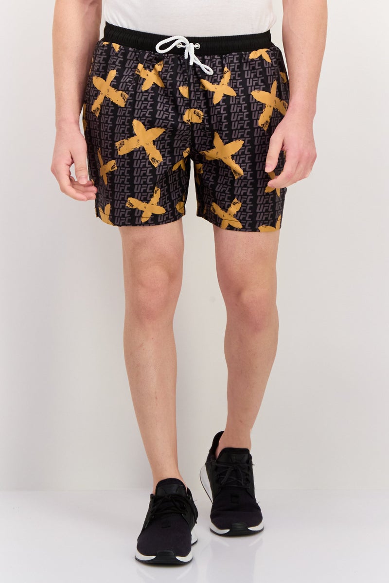 Ufc شورتات تدريب للرجال بشعار العلامة التجارية، أسود - Image 1