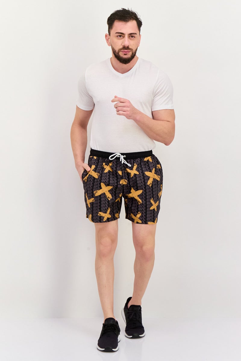 Ufc شورتات تدريب للرجال بشعار العلامة التجارية، أسود - Image 3