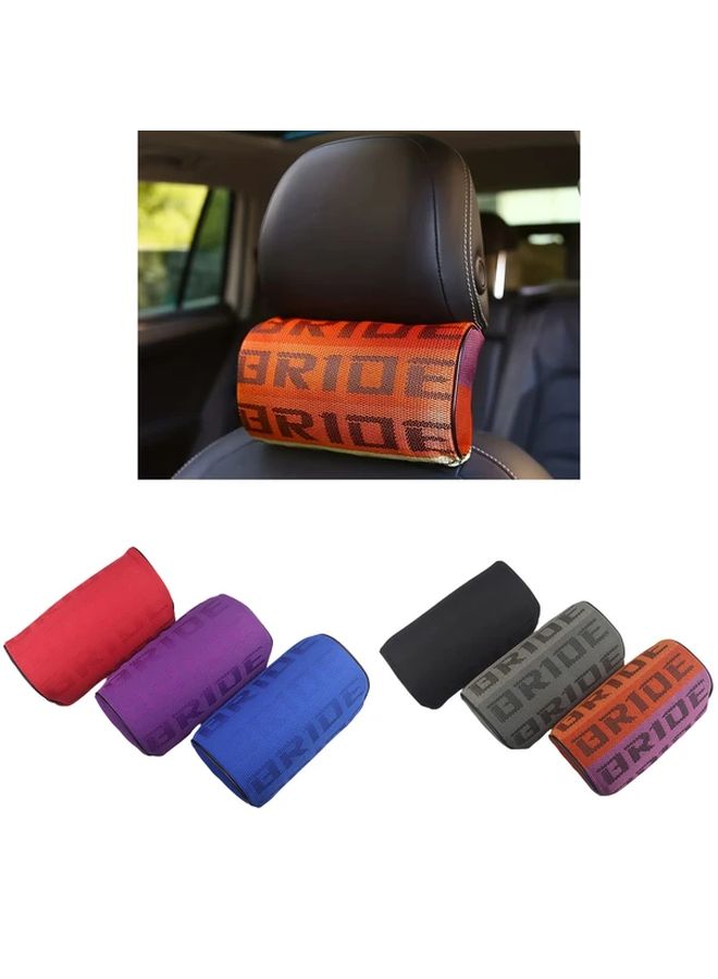 Gradient Gray Headrest Cushion JDM Style Car Seat Support Pillow Canvas Fabric Durable Comfort Driving - Image 1