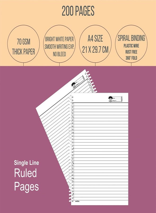 amblitz Spiral Notebook | 200 Pages | A4 Size | Single Line Ruled | Beautiful Covers with Motivational Quotes | Pack of 1 Notebook | School College Student Notemaking Notebook | 70 GSM Thick Paper - Image 5