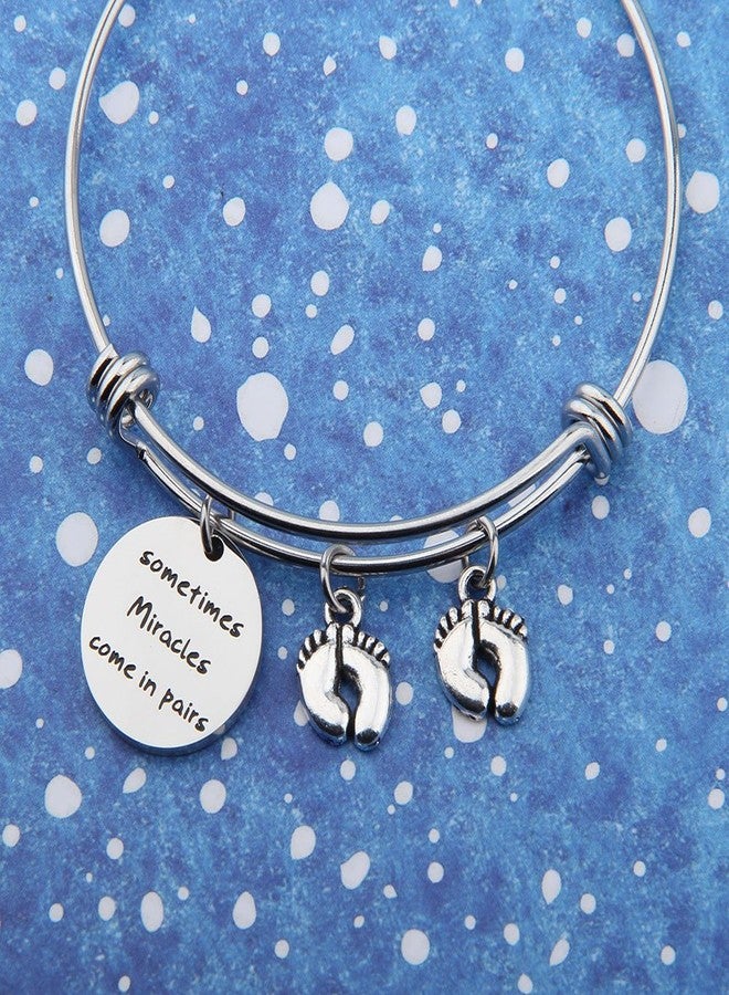 bobauna Mom Of Twins Gift Sometimes Miracles Come In Pairs Expandable Wire Bangle Bracelet Twins Jewelry (twins bracelet) - Image 3