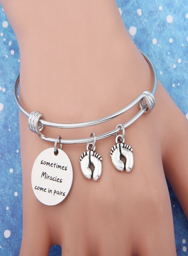 bobauna Mom Of Twins Gift Sometimes Miracles Come In Pairs Expandable Wire Bangle Bracelet Twins Jewelry (twins bracelet) - Image 4