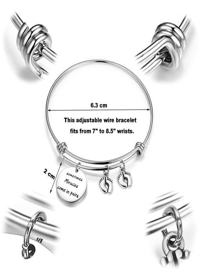 bobauna Mom Of Twins Gift Sometimes Miracles Come In Pairs Expandable Wire Bangle Bracelet Twins Jewelry (twins bracelet) - Image 5