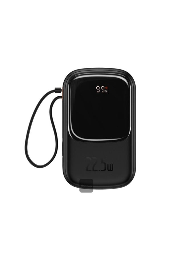 Baseus 10000 mAh Baseus Qpow Pro Digital Display Fast Charge Power Bank 22.5W Type-C Edition （With: Simple charging cable Type-C 3A 0.3m Black) Overseas Edition Black - Image 1