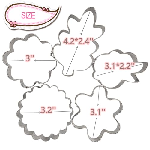 TUZICAKE 5Pcs Spring Flowers Cookie Cutters, Sunflower Dasiy Rose Tulip Shapes Biscuits Molds Stainless Steel Cutter Set for Mother's Day, Father's Day, Valentine's Day, Thanksgiving - Image 2