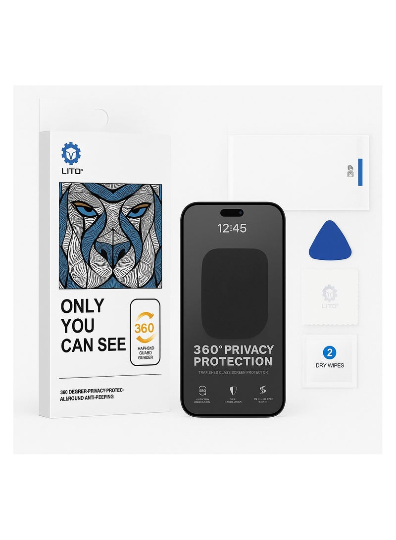 Lito حماية شاشة زجاجية مقسّاة LITO 360° للخصوصية لجهاز آيفون 16 برو - Image 1