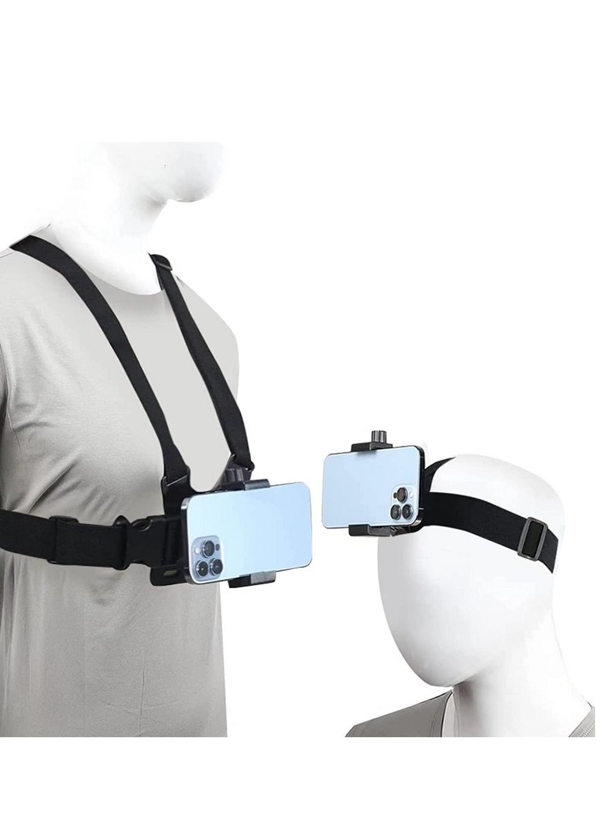 Universal Chest Harness and Head Strap Kit for POV and VLOG Videos Compatible with iPhone Samsung GoPro Hero 5 to 9 Action Cameras and Cell Phones Ideal for Video Shooting Accessories