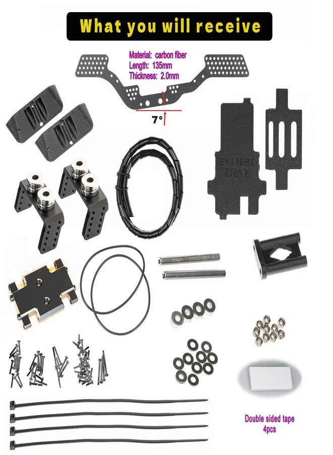 RampCrab Carbon Fiber Chassis Kit for SCX24, 7° Angled Skid, LCG Chassis Kit for Axial SCX24 C10, JLU, Bronco, Deadbolt - Image 4