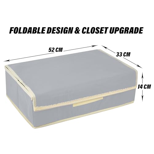 Kuber Industries Non-Woven Undergarment Organizer | Cloth Organizer | Drawer Organizers | Storage Box for Bra-Panty-Socks-Ties | Drawer Divider for Scarves-Socks | Cream Patti | Gray - Image 3