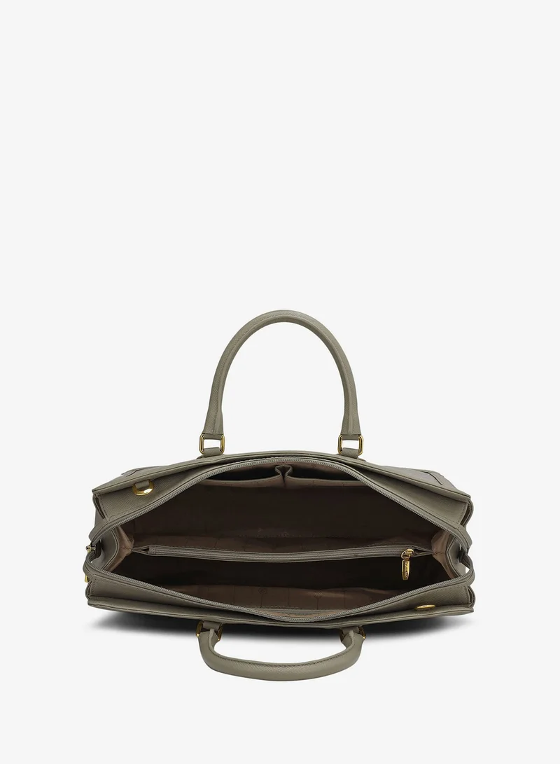 Da Milano  Large Croco Franzy Leather Satchel - Stone Grey for Women | Best Price UAE
