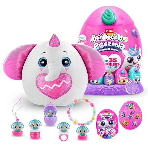 Rainbocorns Eggzania Surprise Mania Series 1 Elephant by ZURU Collectible Plush Stuffed Animal Surprise Eggs 5 Mini Eggs Stickers DIY Jewelry Slime Ages 3 for Girls Children - Image 1