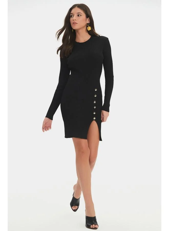 JUNE Ribbed Button Dress