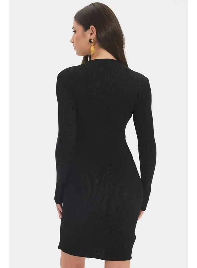 JUNE Ribbed Button Dress