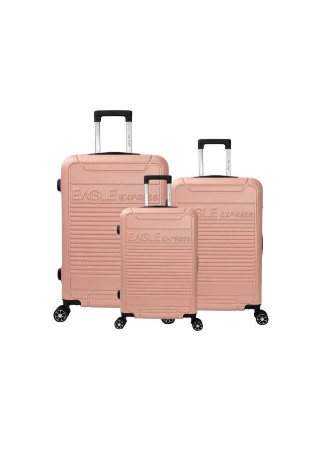 Eagle Express 3-Piece Defender Telescopic Handle ABS Hard Luggage Set Pink 76 x 30 x 49 cm 300100 - Image 1